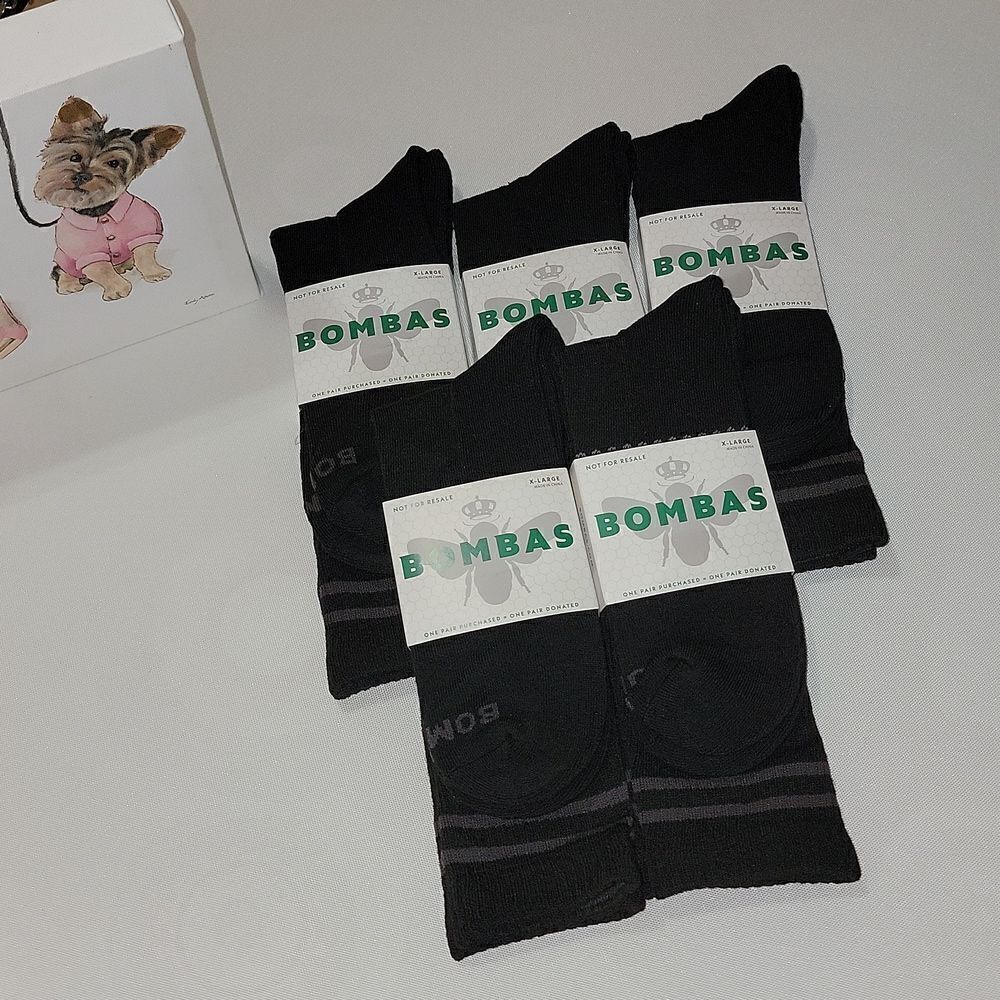 Bombas XLarge XL Men's Crew Socks Bundle Lot of 5 Pair Fits Shoe 13-17 • New •